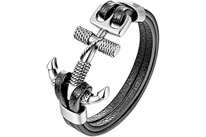 Stunning HAQUIL Double Layer Men's Leather Anchor Bracelet