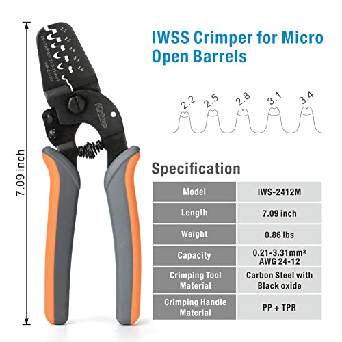 Icrimp Open Barrel Crimping Tools Works On Awg24-12 Jam, Molex, Tyco, Jst Terminals And Connectors #TOP1