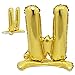 32 inch Standing Letter Balloons Gold Alphabet Number Balloons Foil Mylar Party Wedding Bachelorette Birthday Bridal Shower Graduation Anniversary Celebration Decoration (32 inch Stand Gold W)