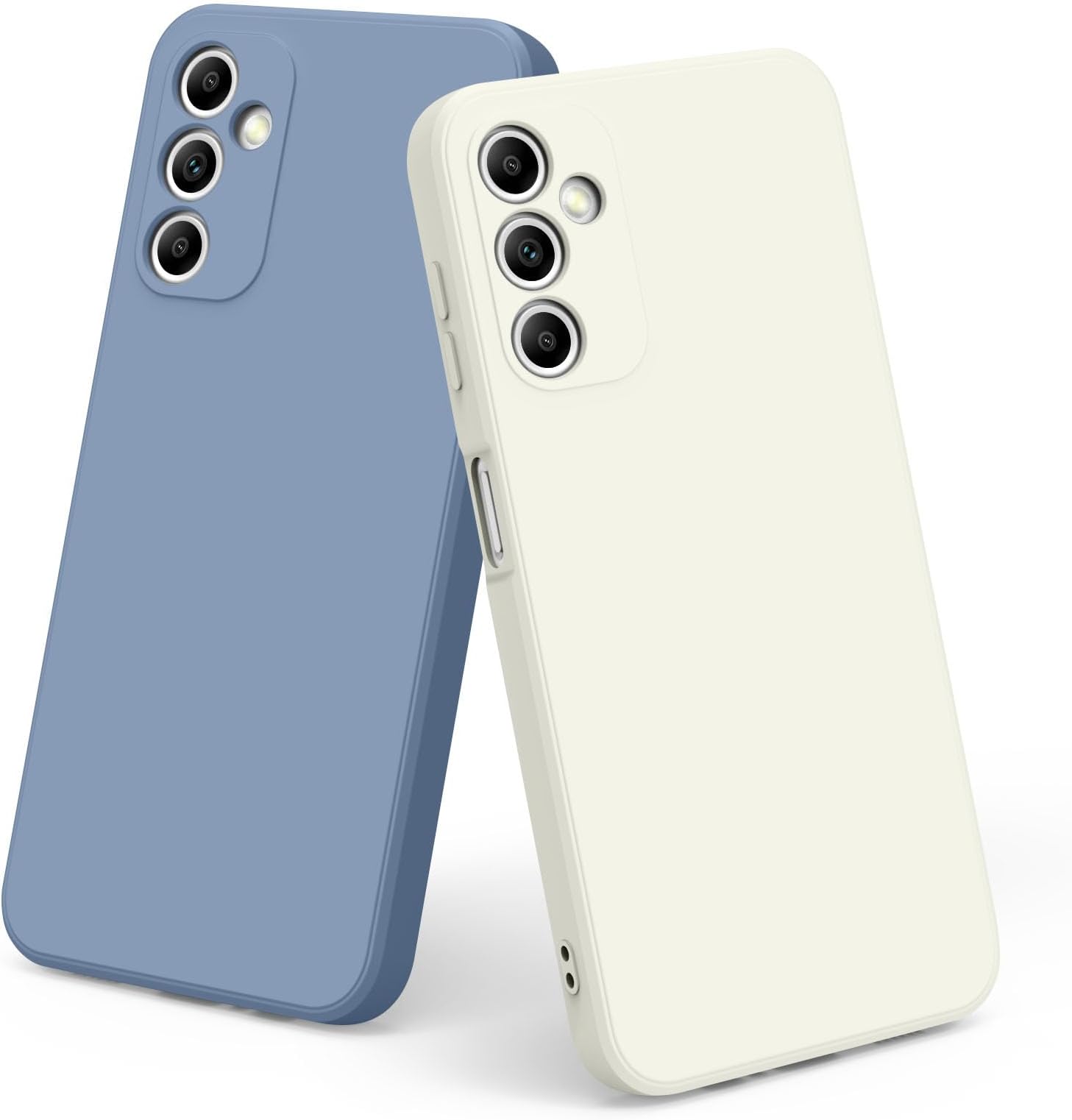 2 Pack Soft Silicone Cases for Samsung Galaxy A14 4G / 5G,[Military Grade Drop Protection] [Anti-Scratch Microfiber Lining] Shockproof Slim Cover for Samsung Galaxy A14 (Lavender Grey/Antique White)