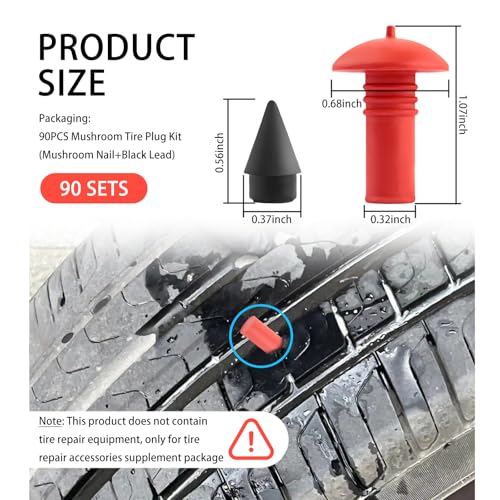 Image of 90PCS Mushroom Tire Plugs Kit,Tire Repair Kit with Plugs Suitable for Tubeless Tires,Universal Mushroom Plug Tires Repair Kits Vehicle Accessories for Cars,Motorcycles (90PCS)