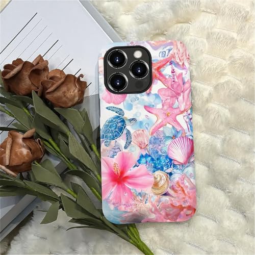 FKBRCL4U for iPhone 13 Pro Max Case, Hybrid 2-Layer Silicone Protective Matte Case for Girl Women for iPhone 13 Pro Max Aesthetic Italian Summer Coastal European Preppy Turtle Collage Pattern by FKBRCL4U - Used condition - Image 5