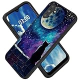 BFSEROBJ Galaxy S24 Case for Samsung S24 Case with Galaxy Nebula Cat Pattern Design Ultra-Thin Black Soft TPU Silicone Shock Proof Protective Phone Cover for Samsung Galaxy S24 6.2 inch 2024