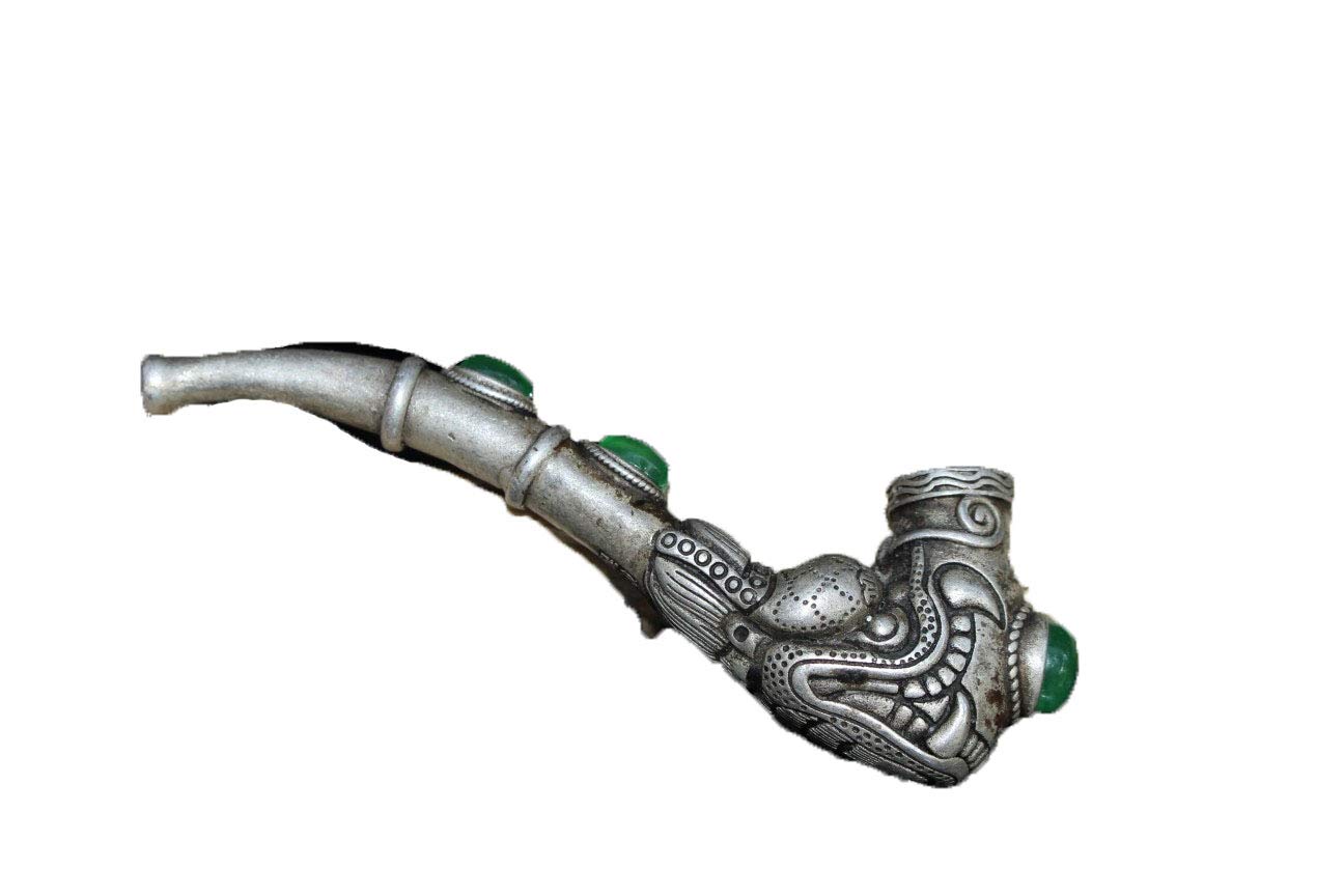 Antike Sammlung Verschiedenes Kupfer Bronze Mosaik Eisjade Pfeife