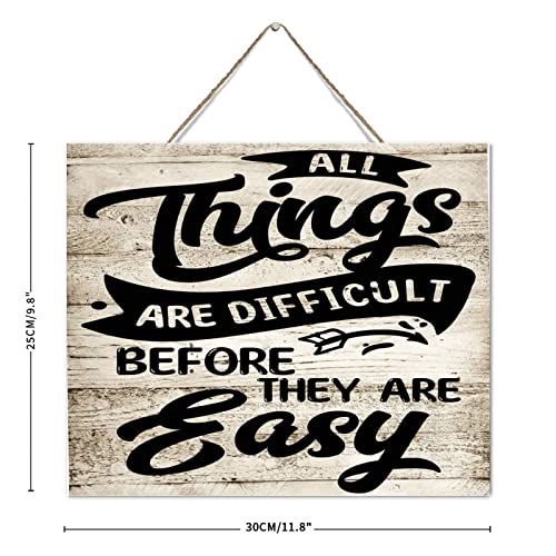 Cadre bois rustique All Things Are Difficult décoration salon premium - 4