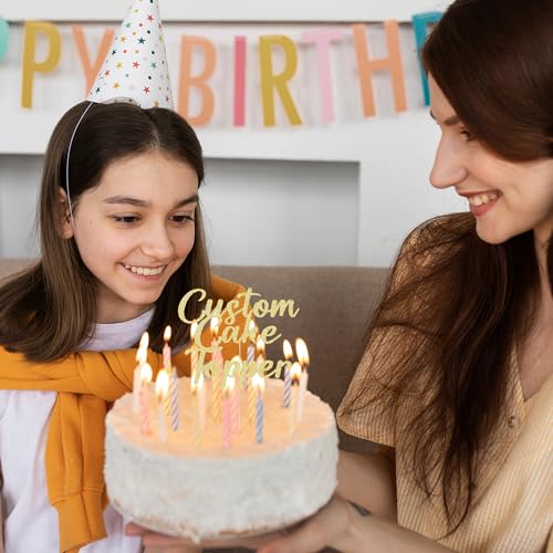 Personalised Custom Cake Toppers - Happy Birthday & Wedding Gifts for Women, Men & Graduation - 11 Colors, Glitter Cake Decorations (Baby Blue) - Image 4