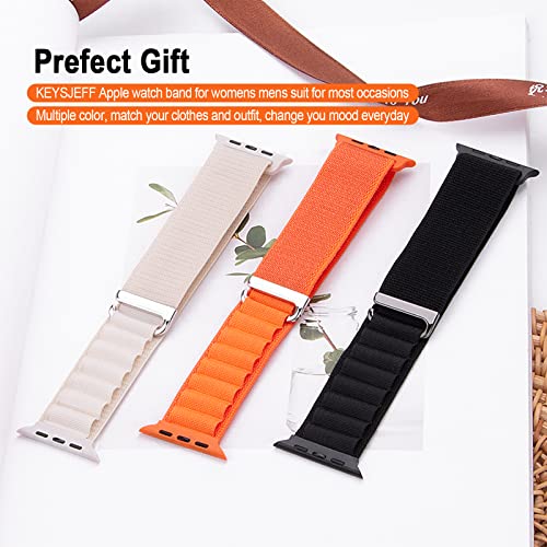 Pulseira esportiva de nylon KEYSJEFF compatível com Apple Watch 49 mm 45 mm 44 mm 42 mm 41 mm 40 mm