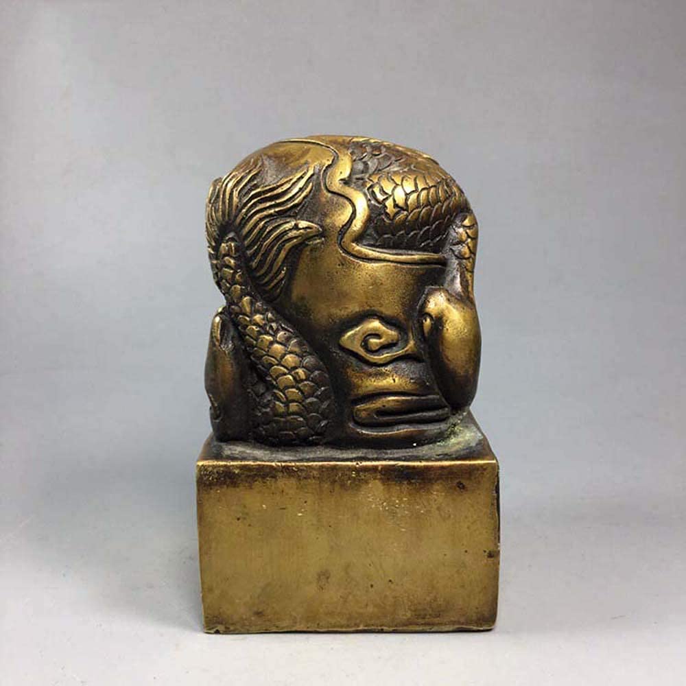 Escultura De Jardín para Exteriores, Colección De Antigüedades Chinas, Decoración Feng Shui, Estatua De Sello del Emperador Dragón De Latón Puro, Figura para El Hogar Y La Oficina, Estatua P