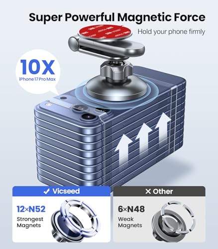 Image of VICSEED Tesla Phone Mount【Strongest Magnet Power】 Foldable Hidden Tesla Phone Holder Fit for All Phones, Tesla Model 3 /Y /Cybertruck Accessories, Tesla Model 3 Model Y for MagSafe Car Mount - Blue