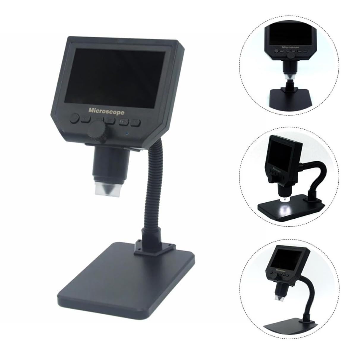 Digitales Mikroskop G600 mit 1080p und 3.6mp Ccd, Schwarz | Lcd Bildschirm, Foto und Videoaufnahme, Loop Recording, Automatische Abschaltung, 8 Led, Lithium Batterie