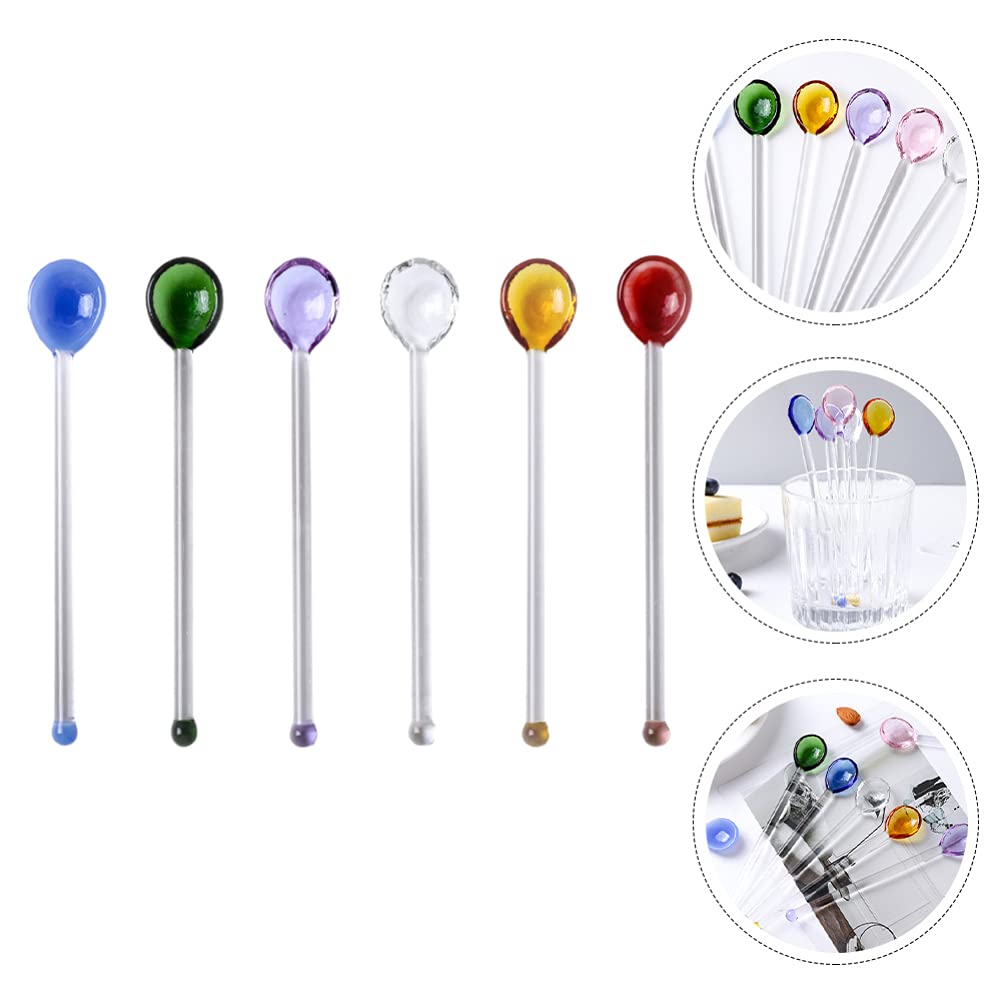 6 cucharas de té helado, cuchara de café, cuchara de helado de cristal, cucharas de agitación de cóctel, barra Swizzle Stick