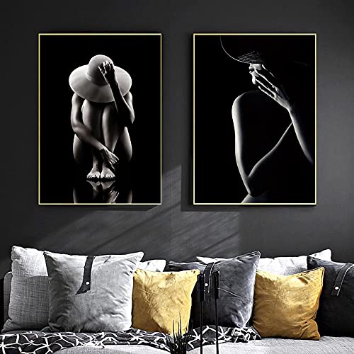Toile femmes africaines 30x40cmx2 affiche moderne monochrome sans cadre