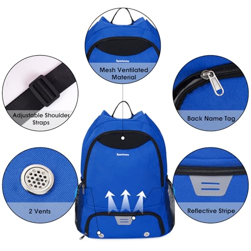 sportsnew Fußball Tasche, Basketball Kordelzug Rucksack Verstellbar Sportrucksack mit Ballfach & Schuhfach und Nasstasche Tunnelzug Daypack für Herren Damen