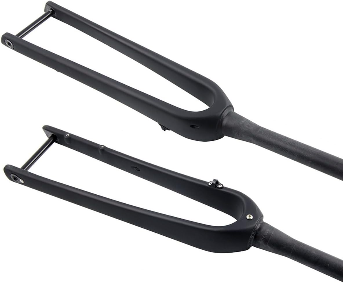 Gravel 700C Bikes Rigid Fork 28.6mm 1-1/8'' Straight Tube 1-1/2'' Tapered Tube Bike Front Forks Carbon Fiber Road Bikes Disc Brake Forks Thru Axle 12 * 100mm