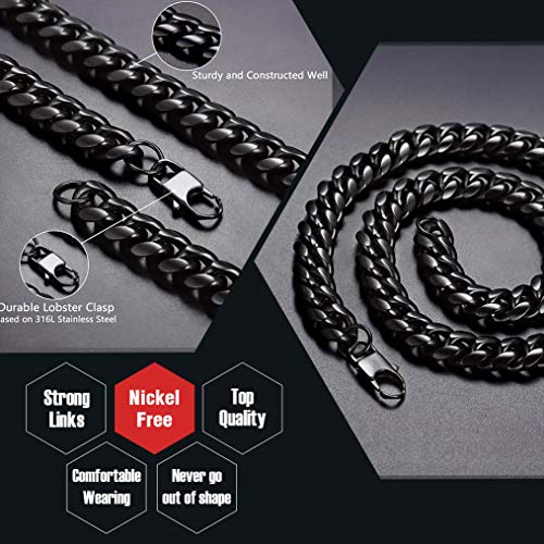 Cuban Link Chain Necklace For Mens 14 Mm Men Jewelry Punk Black Bicycle Chain Mens Gifts For Dad #TOP2