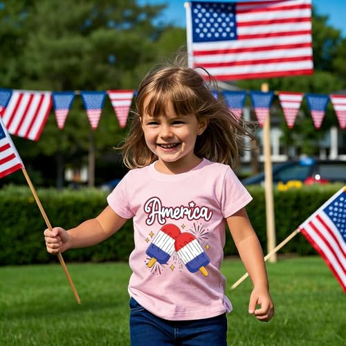 Image of Boys 4th of July Shirts-Toddler Girls Patriotic American Flag Tees Kids Memorial Day USA T-Shirts 2-7T