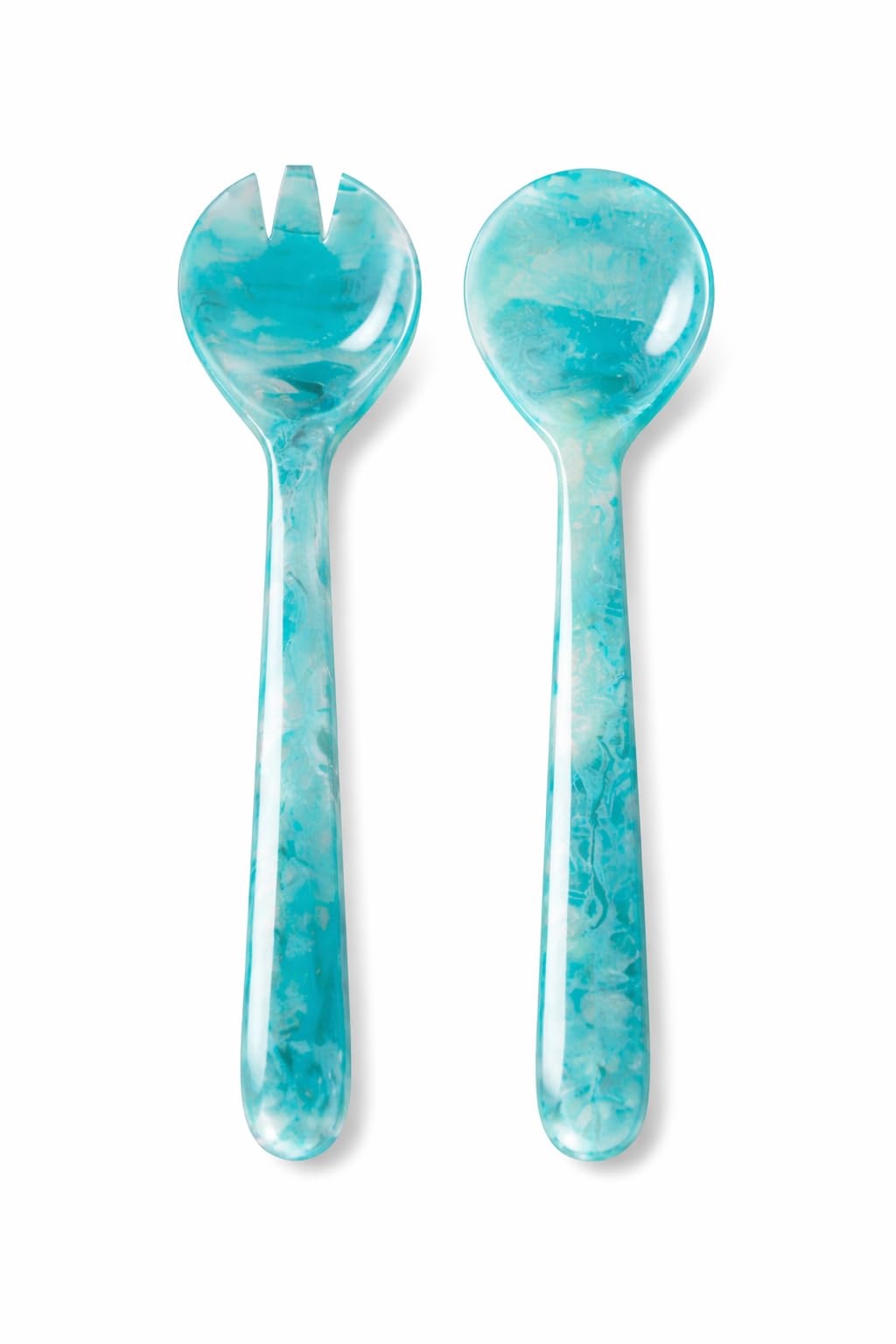 Salatzange – Servierbesteck aus Kunstharz mit langem Griff zum Mischen, Wenden und Zubereiten (Löffel- und Gabel-Set) (Green)