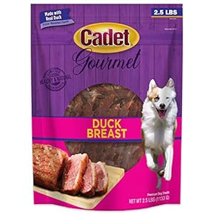 Cadet Gourmet Duck Breast Jerky Dog Treats, Healthy, Long-Lasting High-Protein Training Treats for Small & Large Dogs, 40 oz.