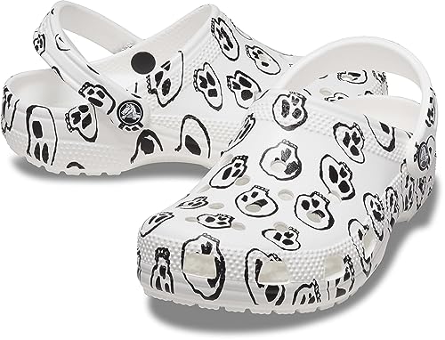 Image of Crocs Unisex Classic Clog - Seasonal Graphic White /Black Skull Print Men's 2, Women's 4 Medium