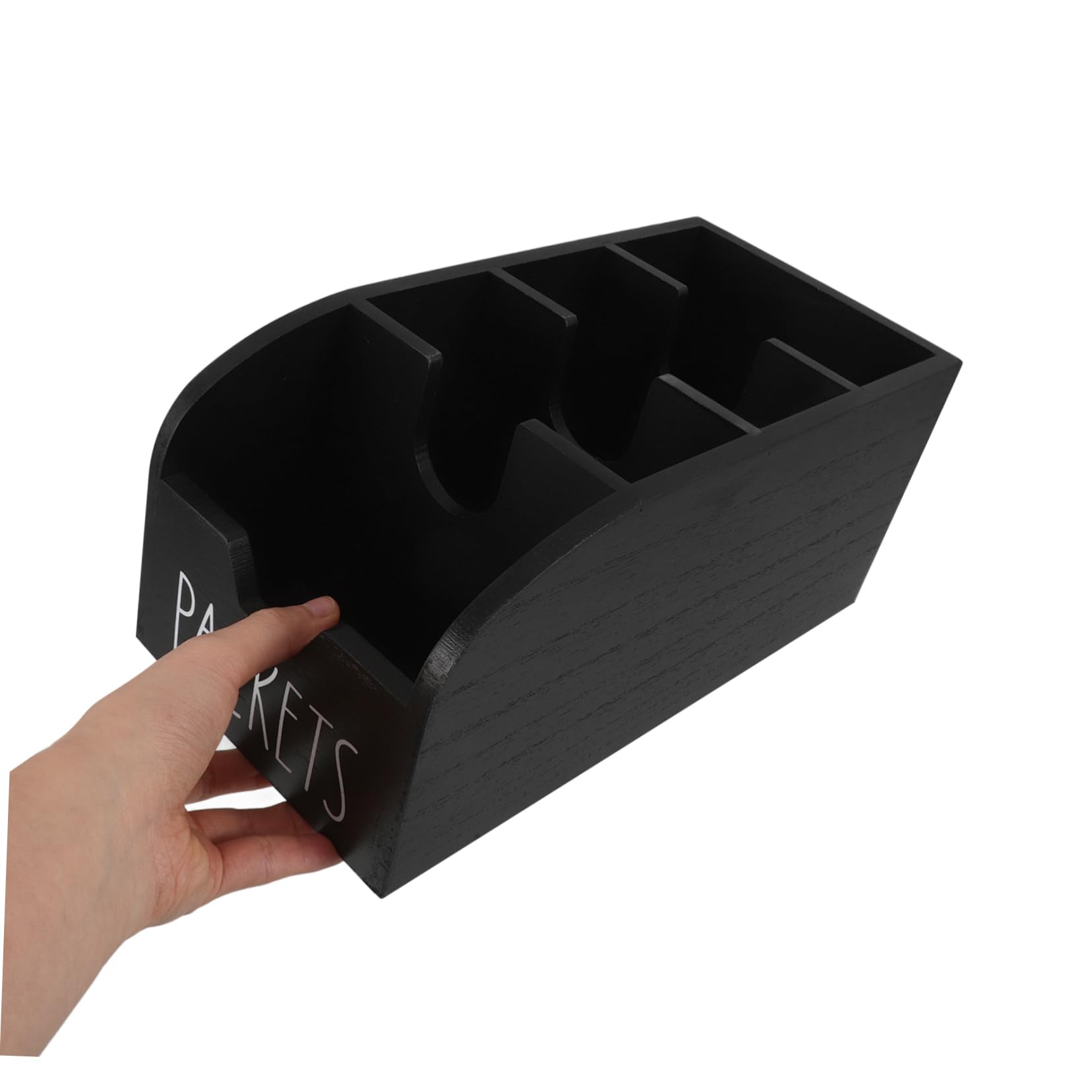 Holz Tee Organizer und Aufbewahrung für Teebeutel Schwarz | Snacks, Gewürztüten und Zuckerbeutel, für Speisekammer und Schrank, Platzsparend und Stabil