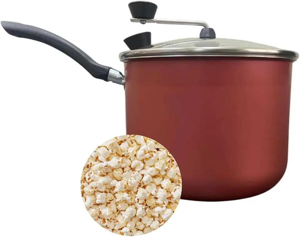 Panela Pipoqueira Antiaderente 4,3 Litros Tampa de Vidro Alumínio 20 cm Vermelho Cereja