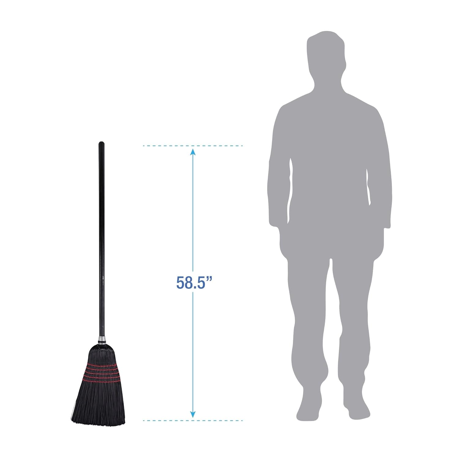 Boardwalk BWK930BP Flagged Tip Poly Bristle Janitor Brooms, 57-58-1/2", Natural/Black (Case of 12)