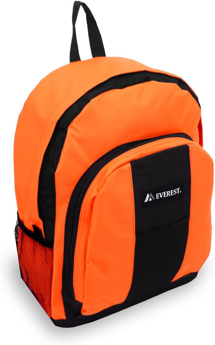 Backpack with Front and Side Pockets, Orange, One Size