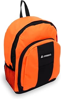 EVEREST BP2072 Backpack with Front and Side Pockets, 17", Orange