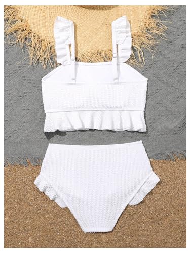 Image of Floerns Girl's 2 Piece Bathing Suit Ruffle Trim Summer Bikini Swimsuit