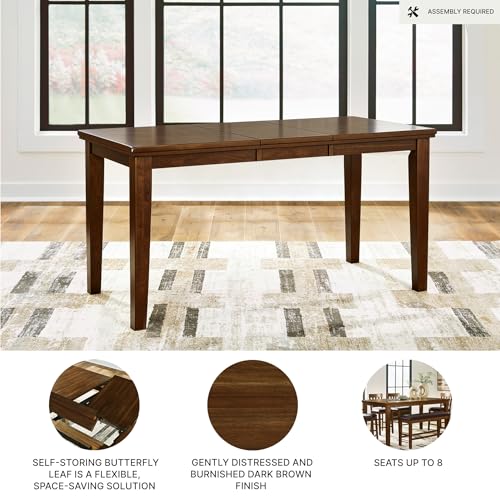 Image of Signature Design by Ashley Ralene Casual Counter Height Dining Extension Table with Distressed Finish, Dark Brown