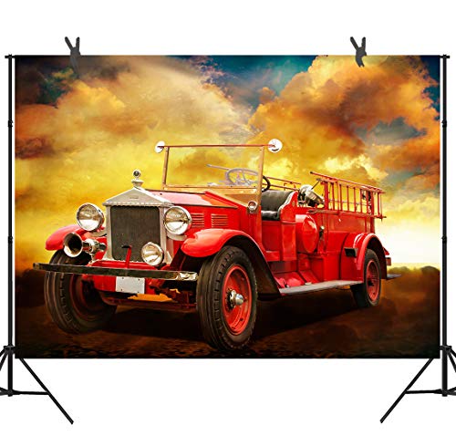 STS 9x6ft Red Fire Truck Backdrop Fire Scene Fire Engine Firefighters Background