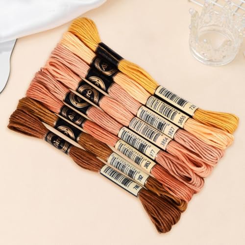 Image of 70 Yards 8 Skeins Gradient 6 Strands Neutral Earth Tones Variegated Embroidery Floss Cross Stitch Polyester String Thread Friendship Bracelet Threads Bulk for Hand Sewing Making Craft Supply