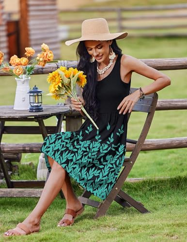 Image of Zeagoo Womens Summer Sundress Boho Floral Casual Tank Dresses with Pockets Sleeveless Tiered Swing A Line Beach Dress