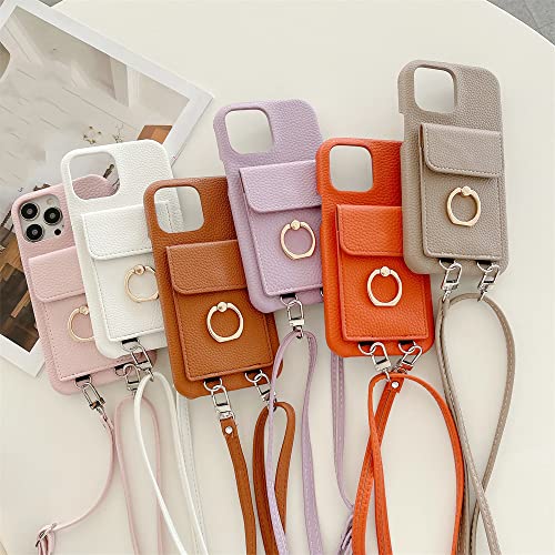Étui portefeuille iPhone 11 Pro Max avec cordon bandoulière rose - 3