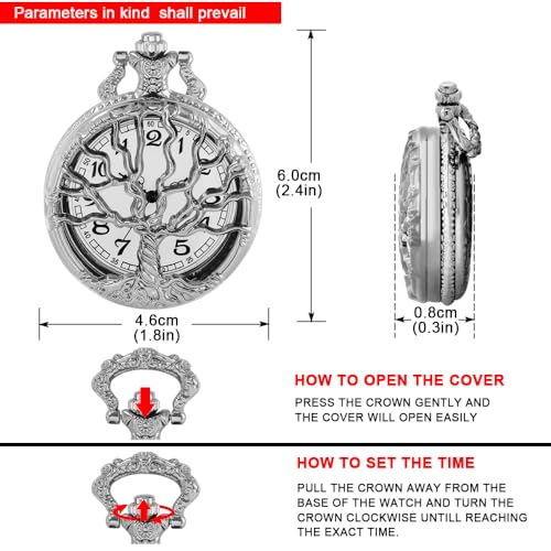 Image of Tiong Pocket Watch Hollow Tree of Life Design Roman Numerals Engraved Bible Verse Quartz Pocket Watch with Chain Custom Pocket Watch Birthday Gifts