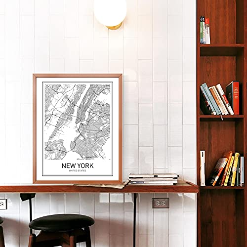 New York Poster New York City Map Prints Nyc Downtown Print Black And White Minimalist Art Scandinavian Map Wall Art Nyc Poster For Living Room Bathroom 8X10 Unframed Wall Print #TOP5