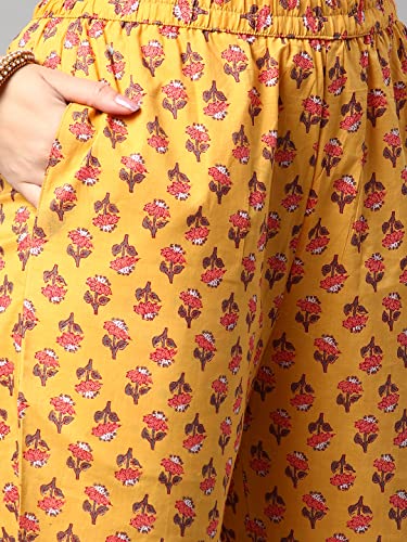 Image of ANNI DESIGNER Women's Cotton Blend Printed Straight Kurta With Pant
