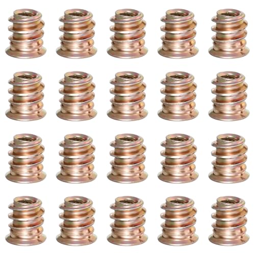 20Pcs M5x10mm Threaded Insert, Furniture Nuts Carbon Steel Hex Drive Threaded Inserts Thread Fastener Connector for Wood Furniture Assortment