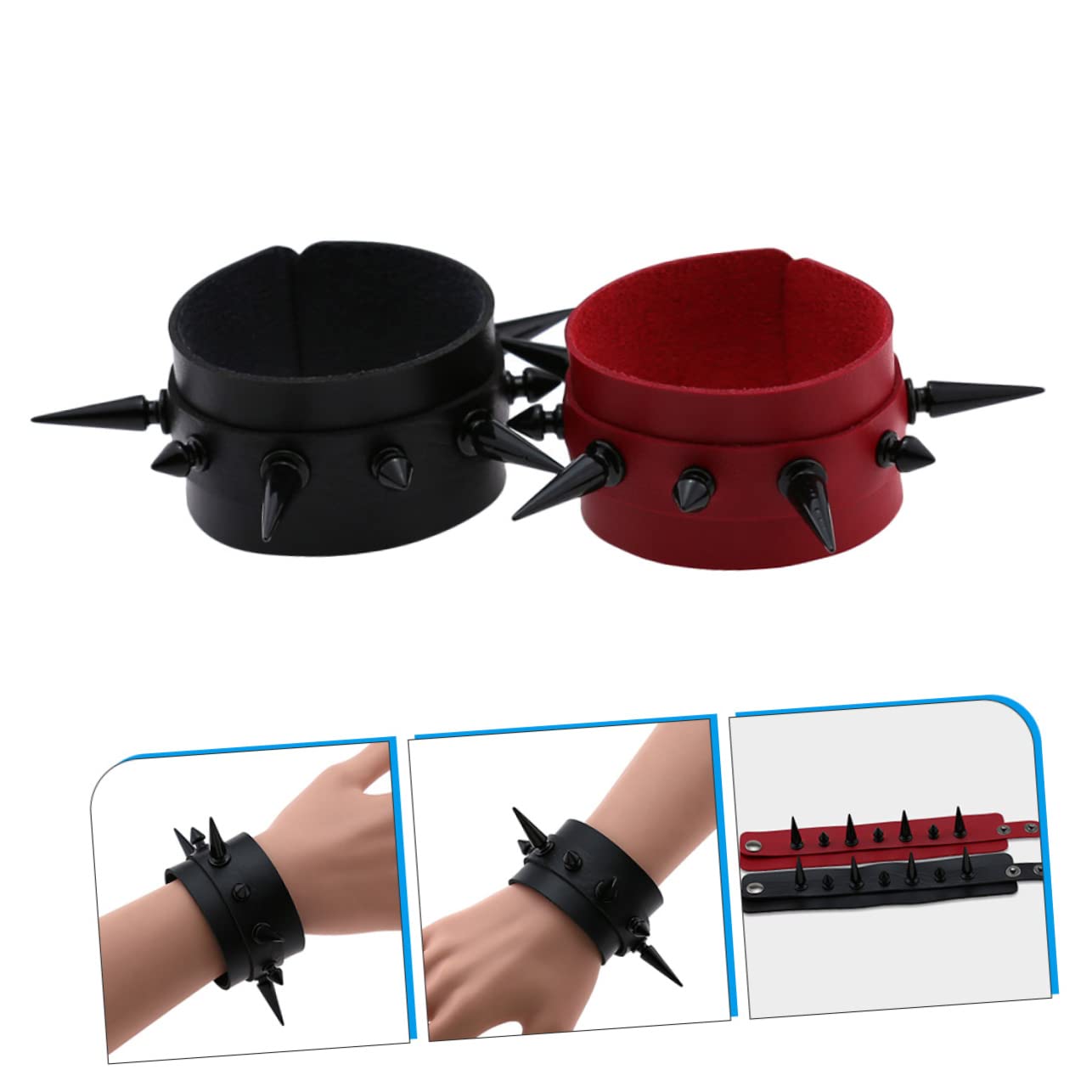 GALPADA 6 Pezzi Braccialetto Punk Regolabile Abiti Grunge Braccialetto Del Polsino Del Goth Bracciali Goth Cinturino Polso In Pelle Braccialetti Della Gelatina Braccialetto Uomo
