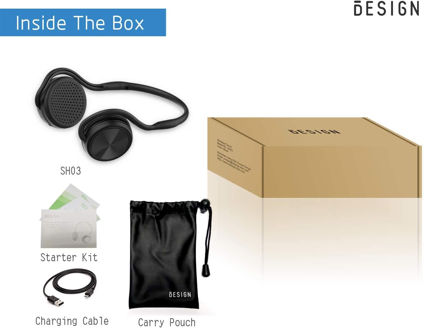 BESIGN SH03 Bluetooth 4.1 Headphones, Wireless On-Ear Neckband Sports Earphones with Mic for Wireless Music Streaming and Hands-Free Calling, Foldable, Up to 25 Hours Music time