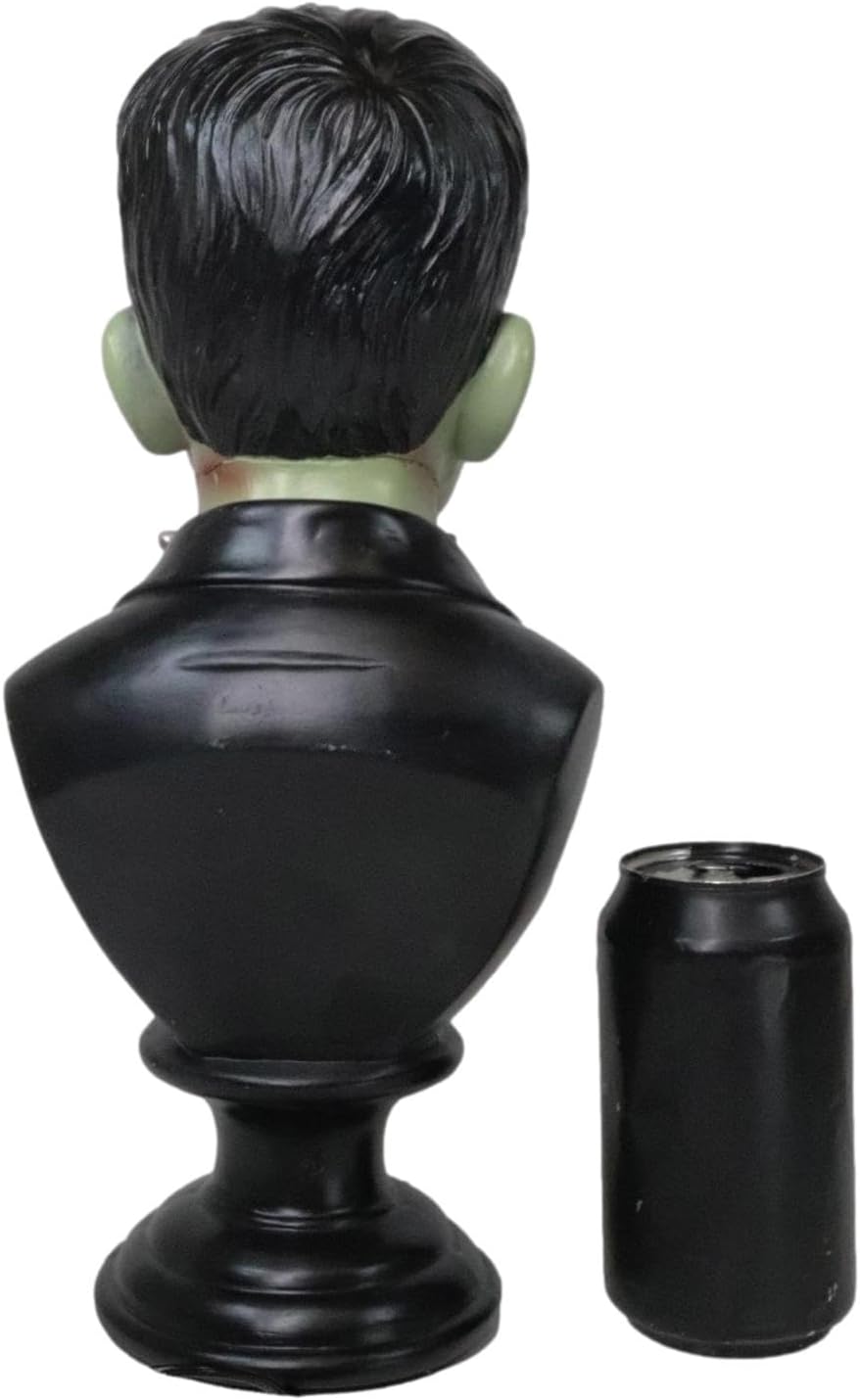Ebros Gift Day of The Dead Victor Frankenstein Bust Figurine with Green LED Light Up Eyes 13.25" H Gothic Macabre Fantasy Halloween Undead Zombie Accent Sculpture