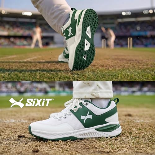 Image of Rise V2 Cricket Shoes for Men, Lightweight Breathable Mesh, Rubber Studded Outsole and TPU Heel Support
