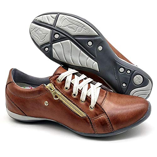 Sapatenis Casual Feminino Couro Dia a Dia Leve Bm Brasil 218 Marrom 37