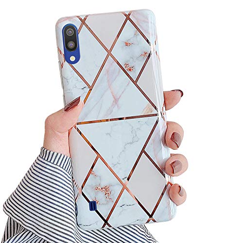 Robinsoni Case Compatible with Samsung Galaxy A10 Cover Silicone TPU Case Marble Mirror Reflection Case Colorful Plating Back Cover Ultra Thin Silicone Bumper Case Marble Case Red