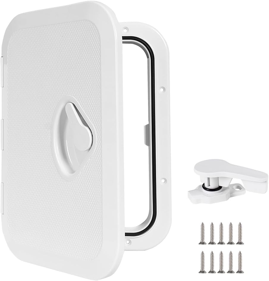 Marine Deck Access Hatch 10.63"×14.76" White/Black Rectangle Boat Hatch & Lid,Boat Deck Hatch Lids