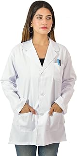HAUNKY Unisex Lab Coat | Poly Cotton Medical Apron | 3 Pockets Apron Lab Coat | Uniform for Doctors &amp; Medical Students |