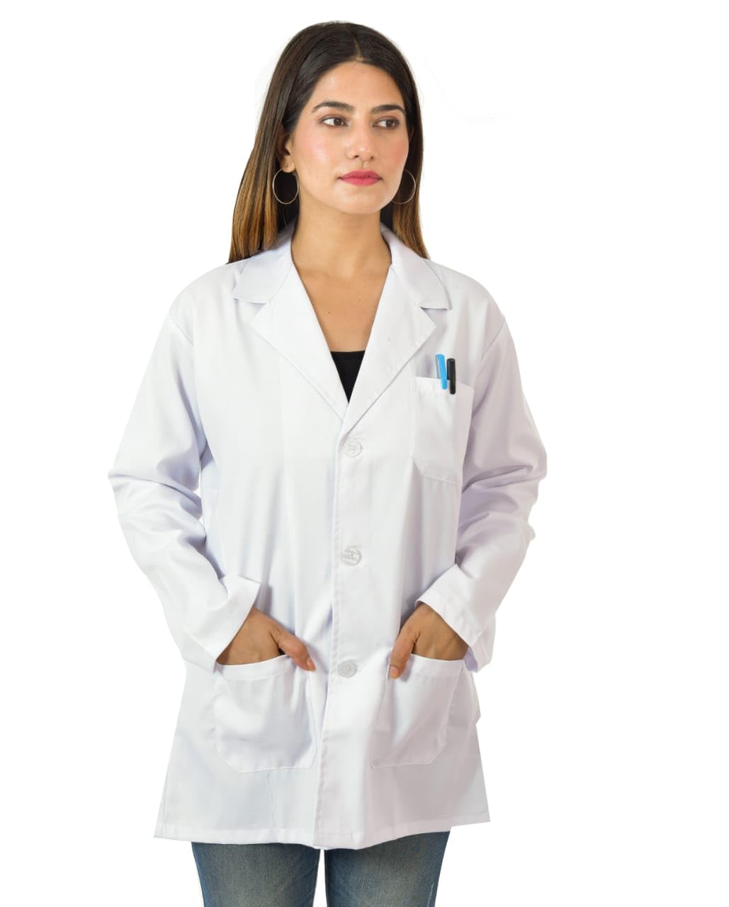 Unisex Lab Coat | Poly Cotton Medical Apron | 3 Pockets Apron Lab Coat | Uniform for Doctors & Medical Students |