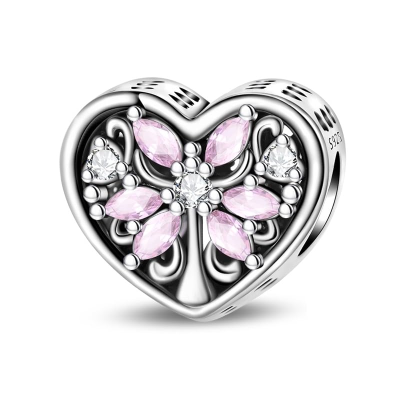 TINSLO Bead Charm Ciondolo Argento Sterling 925 con Cubic Zirconia Pendenti per Pandora Braccialetti, Compatibile con Braccialetti e Collane europei