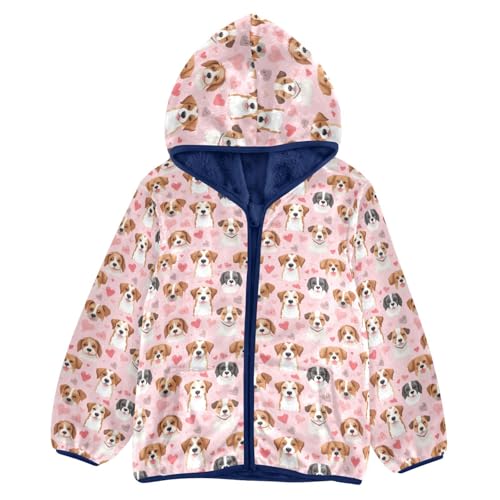 Funny Dogs Heart Boys Fleece Coat,Children's Zip-Up Hoodie Jacket,Baby Warm Fashion Outerwear 3-10T,A113281
