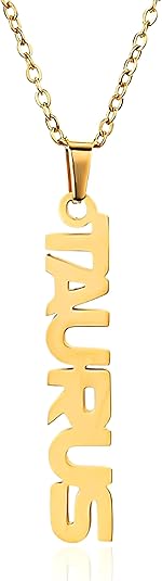 Zodiac Necklace for Women 18K Gold Plated 12 Constellation Pendant Silver Stainless Steel Jewelry Letter Astrology Sign Charms Personalized Gift for Mother and Daughter